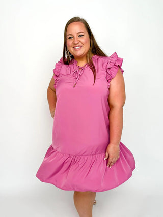 Pink Ruffled Drop Waist Dress - SLS Wares