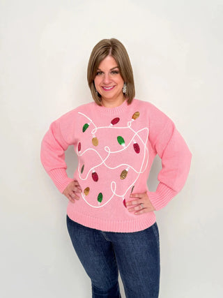 Pink Sequin Lights Sweater - SLS Wares