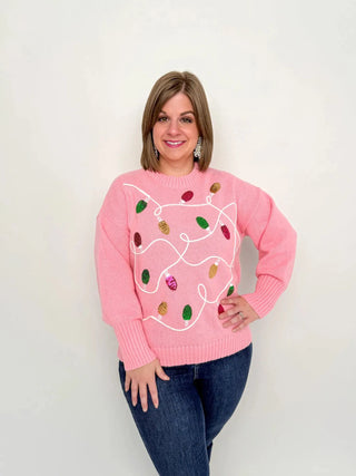 Pink Sequin Lights Sweater - SLS Wares