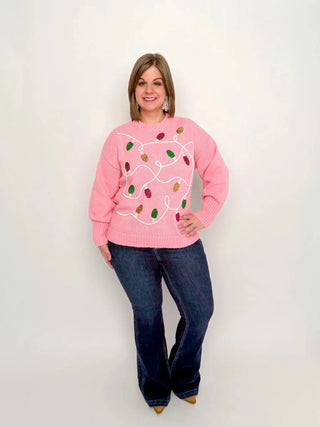 Pink Sequin Lights Sweater - SLS Wares