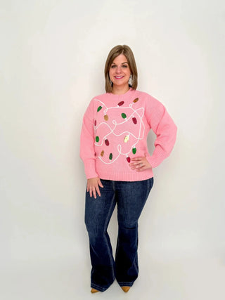 Pink Sequin Lights Sweater - SLS Wares