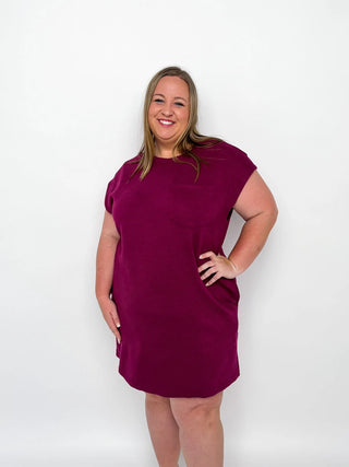 Plum Cap Sleeve Pocket Dress - SLS Wares