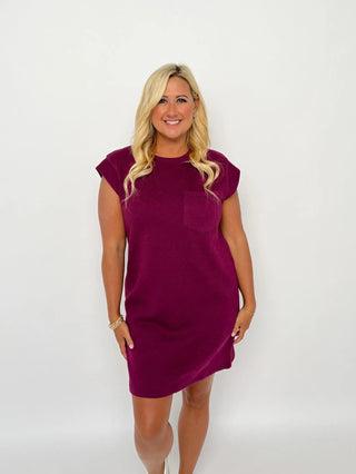 Plum Cap Sleeve Pocket Dress - SLS Wares