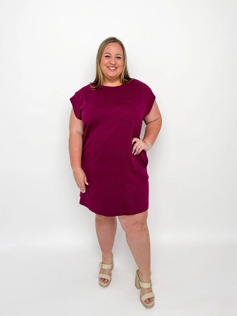 Plum Cap Sleeve Pocket Dress - SLS Wares