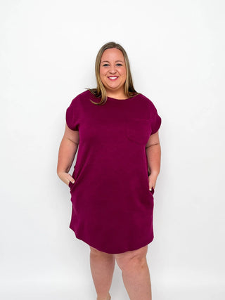 Plum Cap Sleeve Pocket Dress - SLS Wares