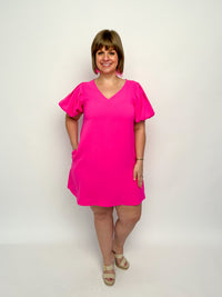 Hot Pink Puff Sleeve Dress Try On Video - SLS Wares