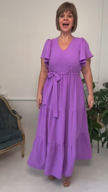 Lavender Tiered Midi Dress Fit Video - SLS Wares