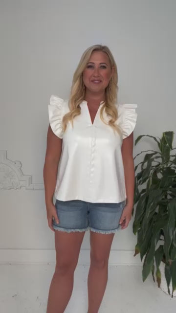 White Ruffle Faux Leather Top Try On Video - SLS Wares