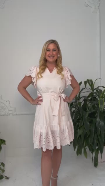 Cream Eyelet Sleeve Dress Try On Video - SLS Wares