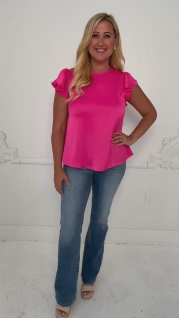 Pink Satin Ruffle Top Try On Video - SLS Wares