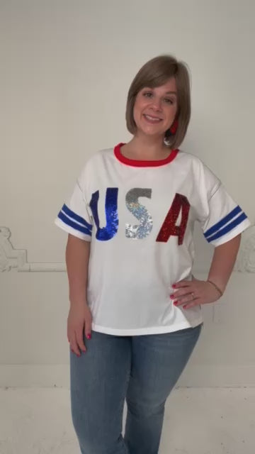 White Sequined USA Top Try On Video - SLS Wares