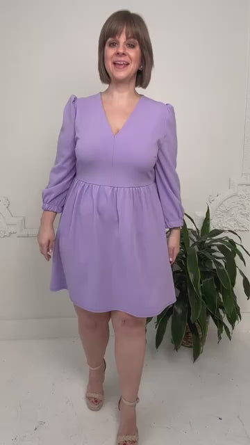 Lavender V Neck Dress