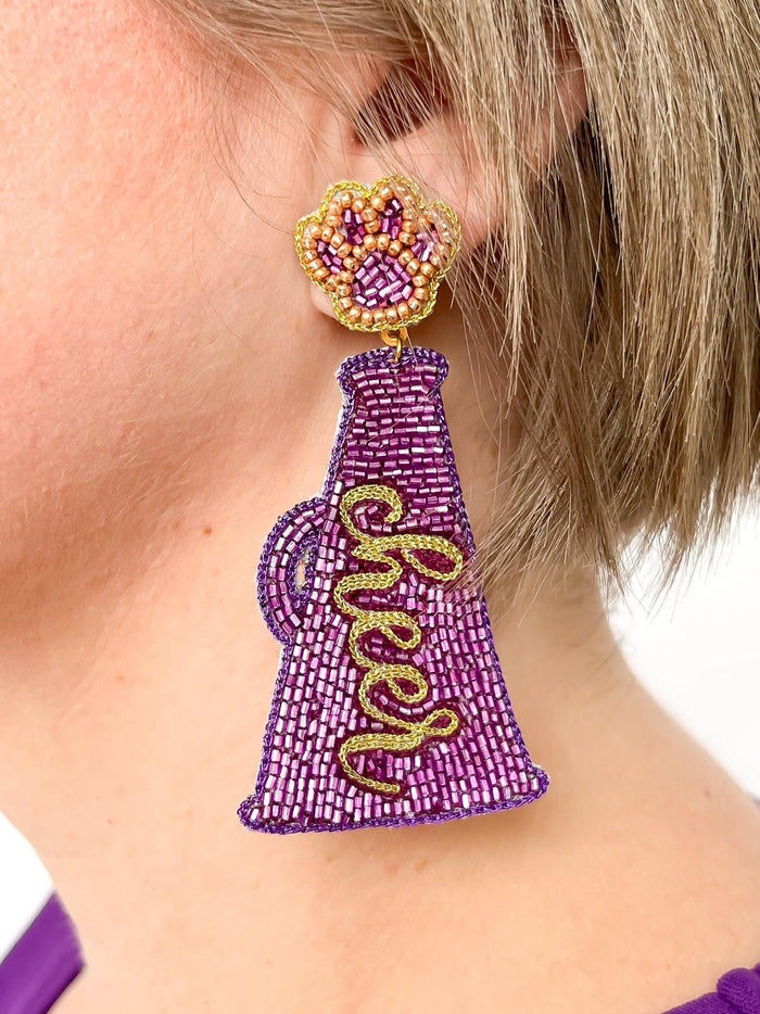 Purple & Gold Megaphone Earrings - SLS Wares