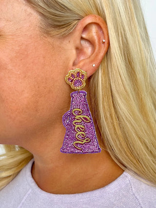 Purple & Gold Megaphone Earrings - SLS Wares