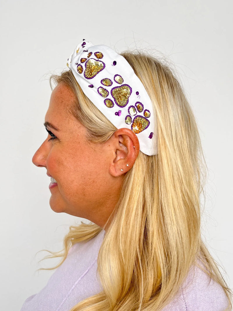 Purple & Gold Paw Headband - SLS Wares