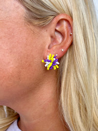 Purple & Gold Pom Pom Studs - SLS Wares