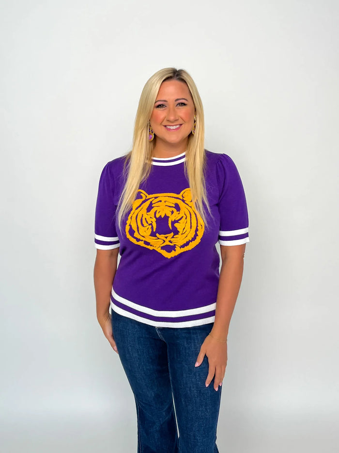 Purple & Gold Short Sleeve Tiger Top - SLS Wares