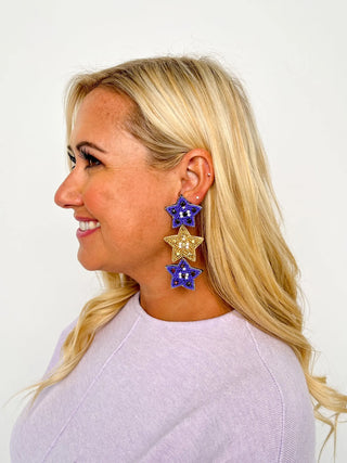 Purple & Gold Triple Star Earrings - SLS Wares