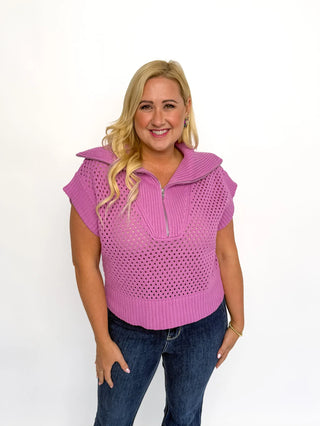 Purple Half Zip Sweater Top - SLS Wares