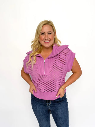 Purple Half Zip Sweater Top - SLS Wares