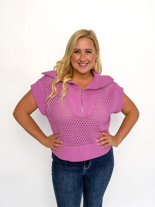 Purple Half Zip Sweater Top - SLS Wares