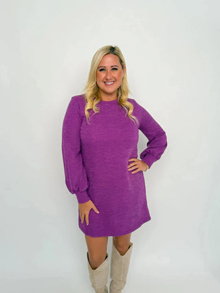 Purple Long Sleeve Sweater Dress - SLS Wares