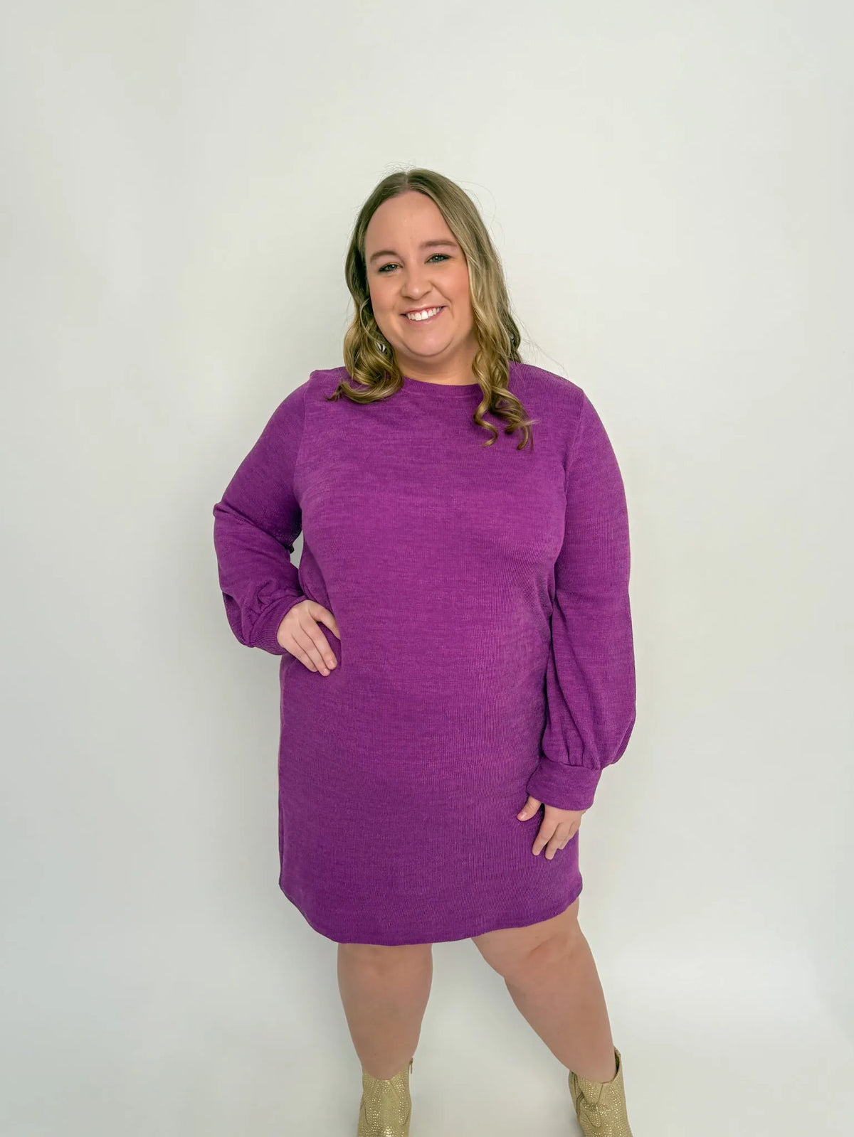 Purple Long Sleeve Sweater Dress - SLS Wares