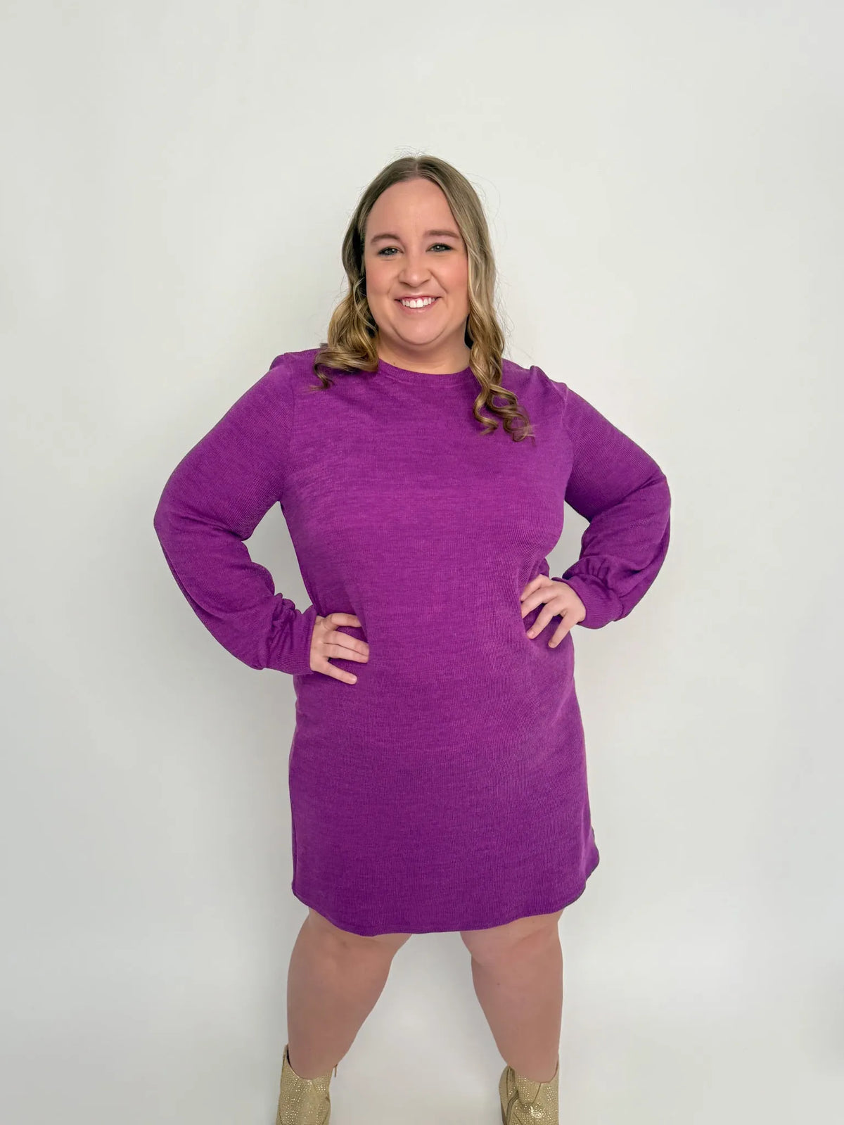 Purple Long Sleeve Sweater Dress - SLS Wares