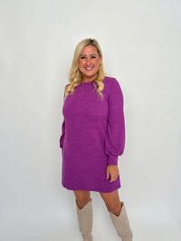 Purple Long Sleeve Sweater Dress - SLS Wares