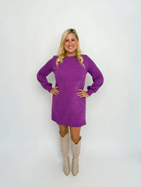 Purple Long Sleeve Sweater Dress - SLS Wares