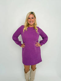 Purple Long Sleeve Sweater Dress - SLS Wares