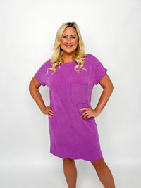 Purple Short Sleeve Ribbed Dress - SLS Wares