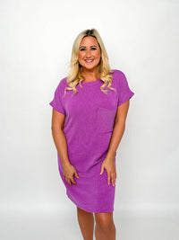 Purple Short Sleeve Ribbed Dress - SLS Wares