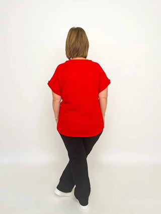 Red Short Sleeve Waffle Top - SLS Wares