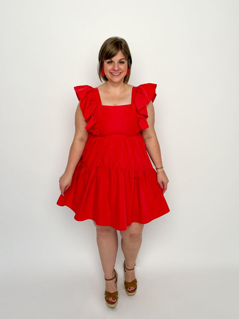 Red Square Neck Dress - SLS Wares