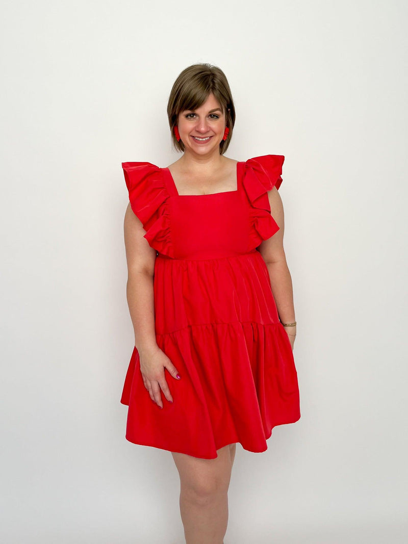 Red Square Neck Dress - SLS Wares