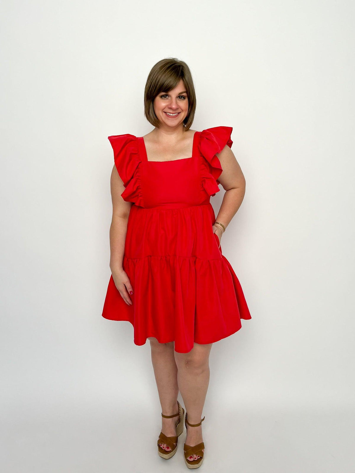 Red Square Neck Dress - SLS Wares