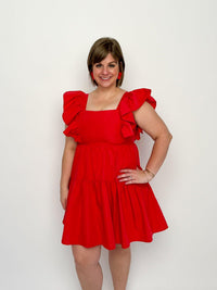 Red Square Neck Dress - SLS Wares