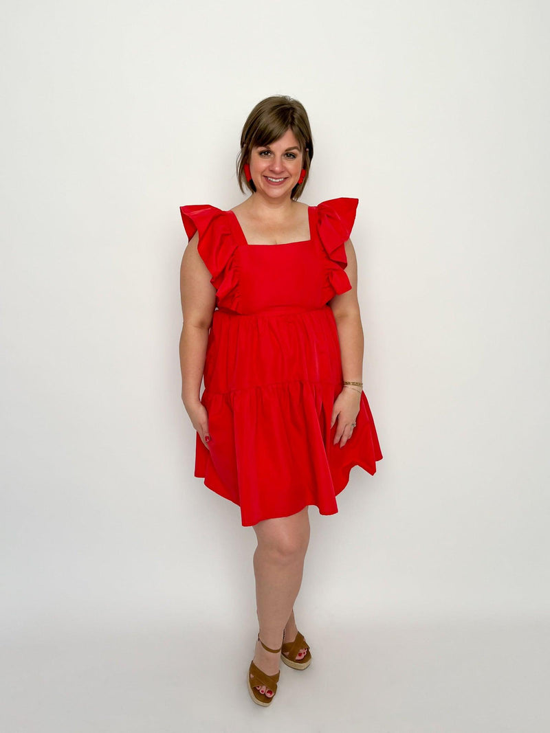 Red Square Neck Dress - SLS Wares