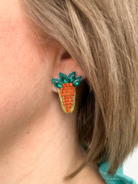 Rhinestone Carrot Stud Earrings - SLS Wares