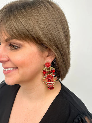 Rhinestone Crawfish Dangle Earrings - SLS Wares