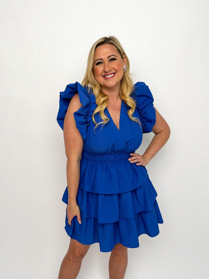 Royal Blue Layered Skirt Dress - SLS Wares