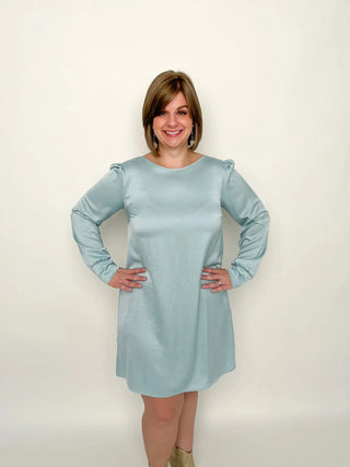 Seafoam Long Sleeve Satin Dress - SLS Wares