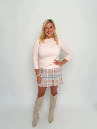 Sequin Blush Plaid Skirt - SLS Wares