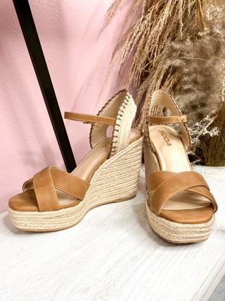 Tan Espadrille Wedge Sandal - SLS Wares