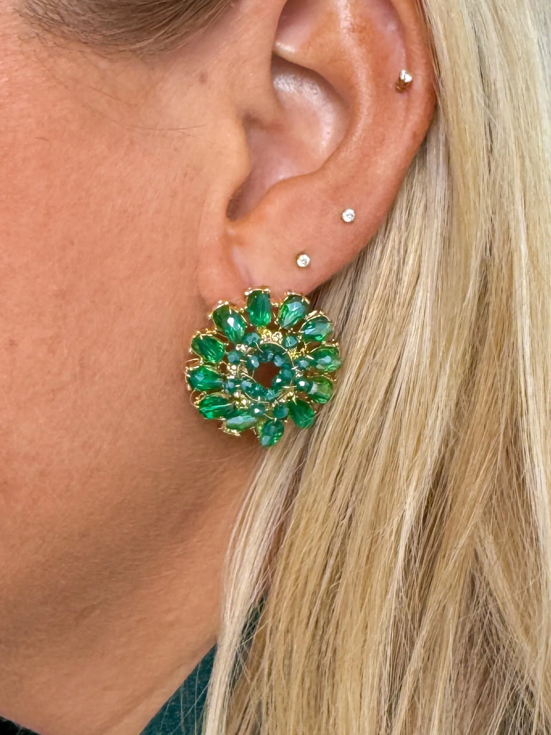 Teal Rhinestone Stud Earrings - SLS Wares