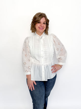 White Eyelet Lace Ruffle Top - SLS Wares