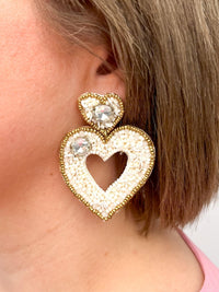 White Heart Earrings - SLS Wares