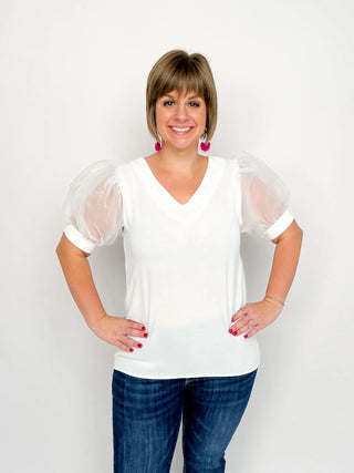 White Organza Sleeved Top - SLS Wares