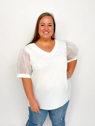 White Organza Sleeved Top - SLS Wares